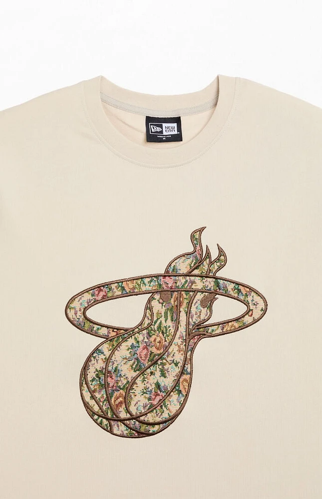 New Era Miami Heat Floral Embroidered T-Shirt