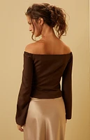 Beverly & Beck Off-The-Shoulder Button Front Top