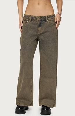 Edikted Petite Zahra Mud Wash Low Rise Jeans