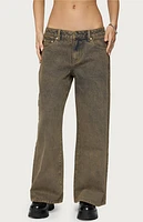 Edikted Petite Zahra Mud Wash Low Rise Jeans