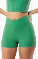 PAC 1980 Active Green Billie Ribbed High Waisted Grip Biker Shorts