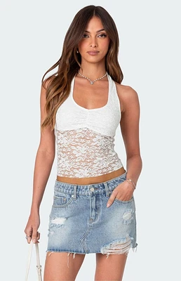 Edikted Tia Sheer Lace Halter Top