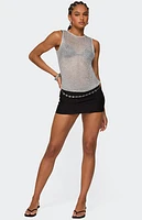 Edikted Amalya Shiny Sheer Knit Top