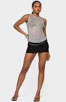 Edikted Amalya Shiny Sheer Knit Top