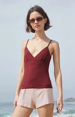 John Galt Burgundy Overlap Tank Top