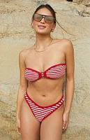 Pacsun Red Striped Marigold Crochet High Cut Bikini Bottom