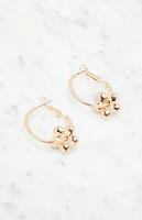LA Hearts Flower Charm Hoop Earrings