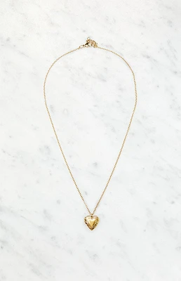 John Galt Gold Heart Locket Necklace