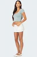 Edikted Cinched Lace Trim Top