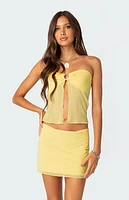 Edikted Cyrene Split Front Sheer Mesh Top