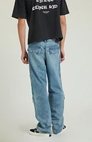 PacSun Light Indigo Baggy Carpenter Cargo Jeans