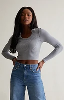 Contour Seamless Notched Neck Long Sleeve Top