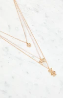 LA Hearts Bear Bow Heart Layered Necklace