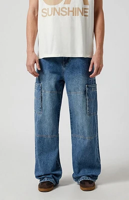 Pacsun Medium Indigo Extreme Baggy Cargo Jeans