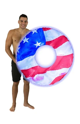 PoolCandy Inflatable Illuminated LED Stars & Stripes Pool Tube