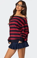 Edikted Sterling Striped Off Shoulder Sweater