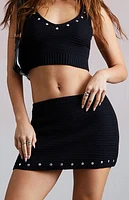 Third Charm Leila Studded Micro Knit Mini Skirt