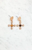 LA Hearts Gemstone Cross Earrings