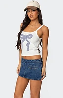 Edikted Harpa Gingham Bow Tank Top