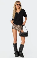 Edikted Sequin Leopard Printed Micro Shorts