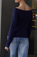 John Galt Navy Bonnie Off-The-Shoulder Top