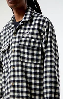 Cropped Embroidered Camp Flannel Shirt