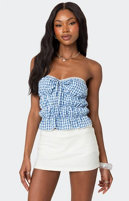 Edikted Lanna Gingham Elastic Scrunch Top