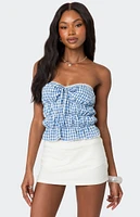 Edikted Lanna Gingham Elastic Scrunch Top