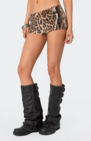 Edikted Sequin Leopard Printed Micro Shorts