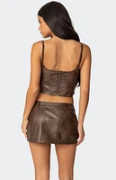 Edikted Scout Zip Up Faux Leather Corset