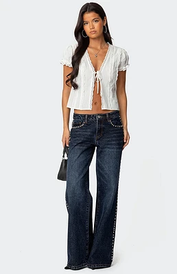 Edikted Stassie Studded Low Rise Jeans