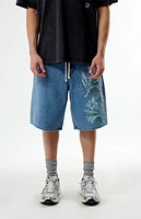 The Met x Pacsun Moon Flask Lily Baggy Denim Shorts