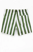 Pacsun Green Striped Seersucker 4.5'' Swim Trunks