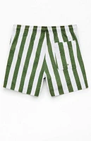 PacSun Green Striped Seersucker 4.5'' Swim Trunks