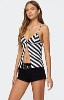 Edikted Nix Striped Split Front Top