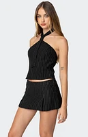 Edikted Karine Pinstripe Halter Top