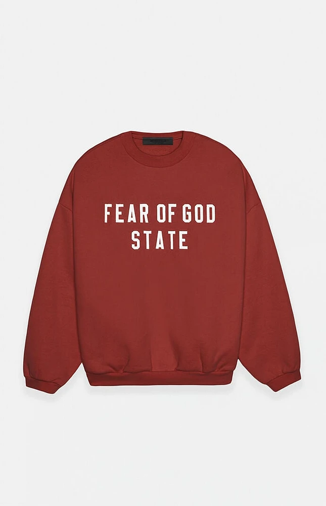 Fear of God Essentials Crimson Heavy Fleece Crew Neck Sweatshirt