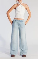 PacSun Casey Button Pocket Low Rise Baggy Jeans Light Indigo