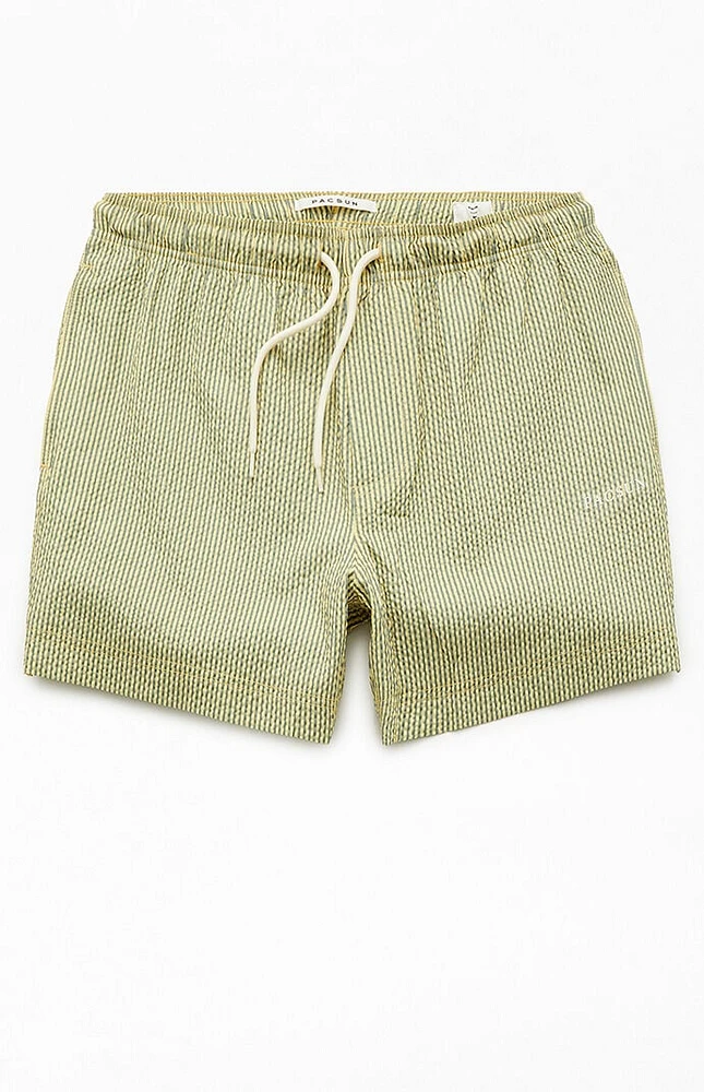 PacSun Striped Seersucker 4.5" Swim Trunks