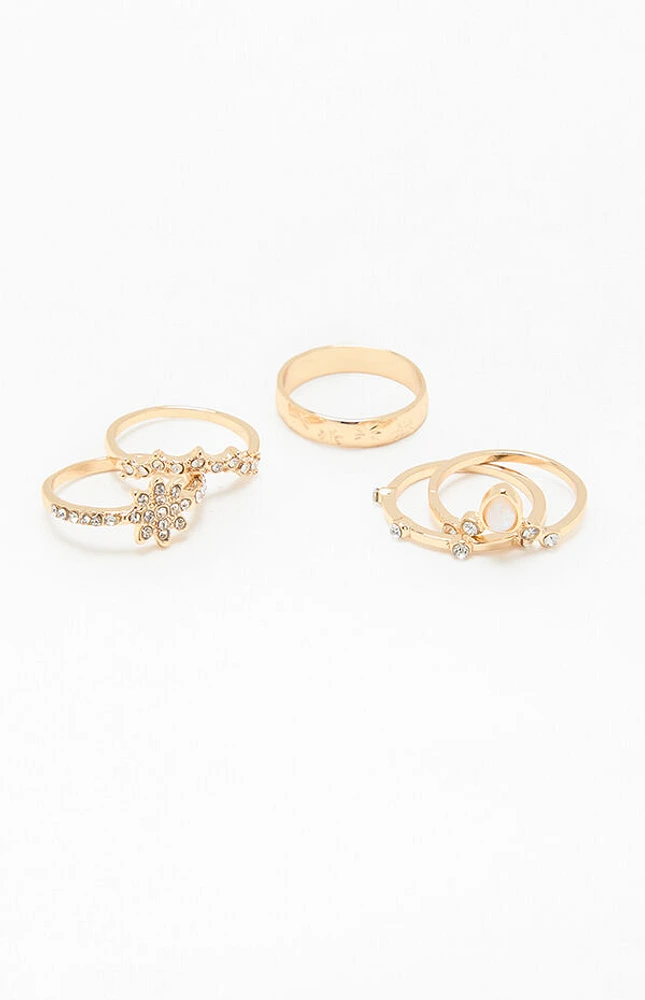 LA Hearts 5 Pack Rhinestone Rings