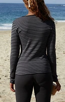 John Galt Black & Gray Leah Striped Long Sleeve Top