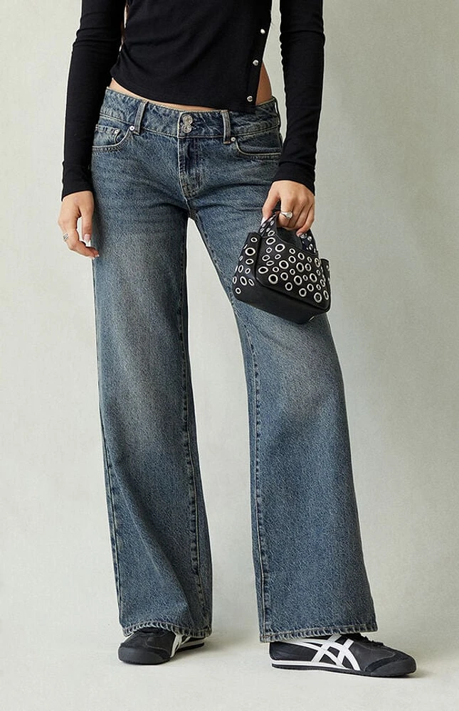 Pacsun Zoe Low Rise Girlfriend Jeans Dark Blue
