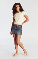 Pacsun Dark Indigo Mid Rise Denim Mini Skirt