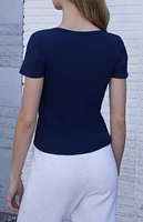 John Galt Navy Zelly Ribbed Short Sleeve Top