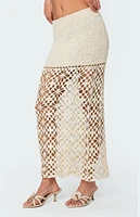 Edikted Ida Back Slit Crochet Maxi Skirt