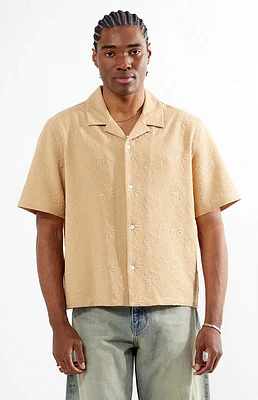 PacSun Tan Bloom Oversized Camp Shirt