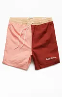 PacSun Maroon Colorblock 6.5" Swim Trunks