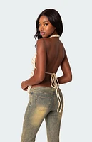 Textured Open Back Halter Top