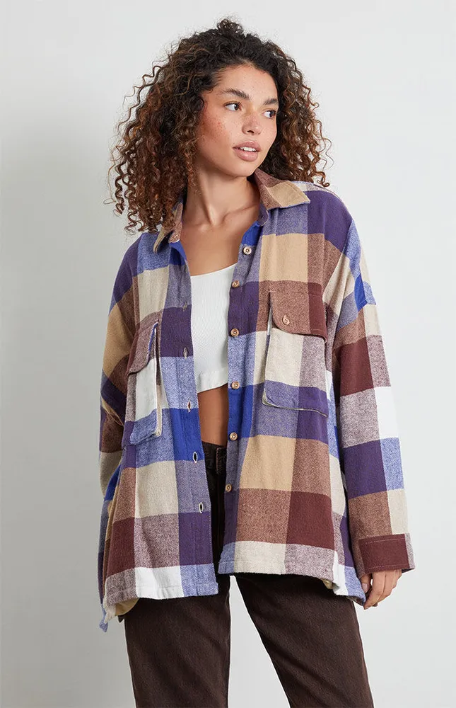 LA Hearts Button Down Oversized Flannel Shirt