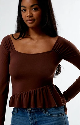 Est. PAC 1980 Asymmetrical Long Sleeve Babydoll Top